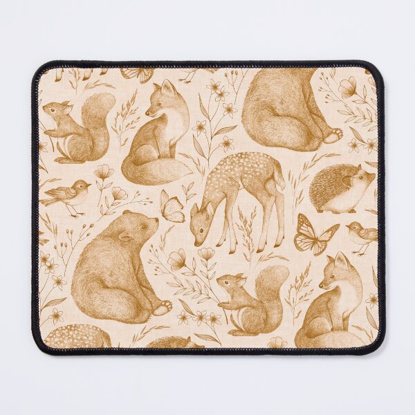 Item preview, Forest Fauna Toile - copper on pale pink designed and sold by Perrin Le Feuvre.