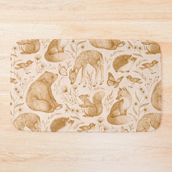Item preview, Forest Fauna Toile - copper on pale pink  designed and sold by Perrin Le Feuvre.