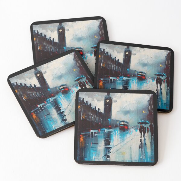 Item preview, rainy day in london city oil painting  designed and sold by TheMillusion.
