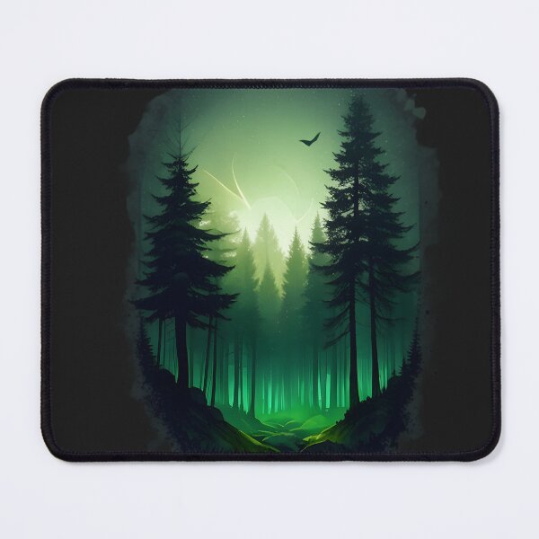 Item preview, Magic of nature - T-shirt with a forest motif in shades of evening green designed and sold by LateNightStudio.