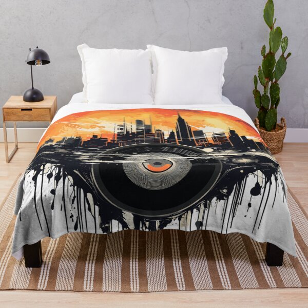 Item preview, Retro Vinyl Cityscape in Beautiful Sunset designed and sold by LOT7Clothing.