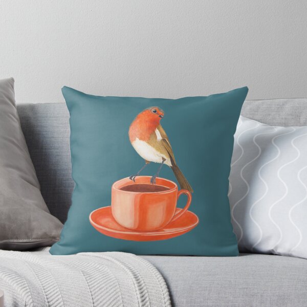 Item preview, coffee loving robin bird Metal Print 	 designed and sold by kvkeoacld39.