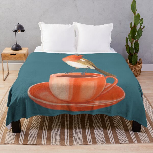 Item preview, coffee loving robin bird Metal Print designed and sold by kvkeoacld39.