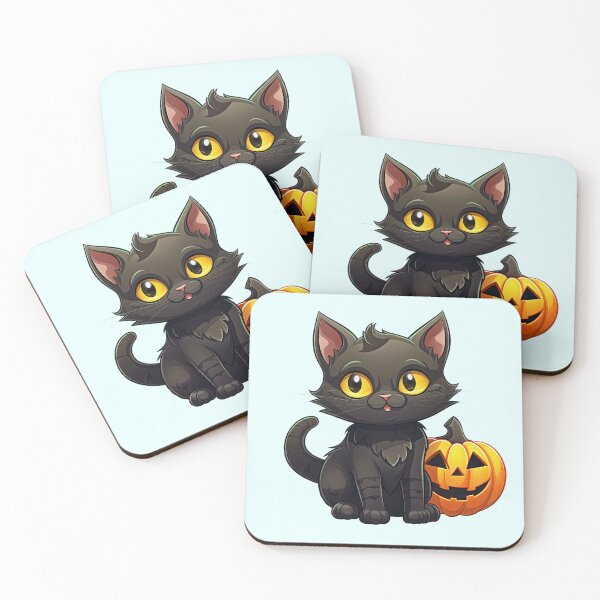 Item preview, Halloween Black Cats and Pumpkin Jack O'lanterns designed and sold by CoolHippoQuotes.