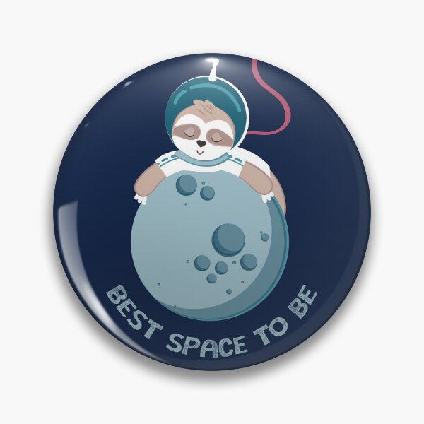 Item preview, Best Space To Be // navy blue background turquoise moons and cute astronauts sloths designed and sold by SelmaCardoso.