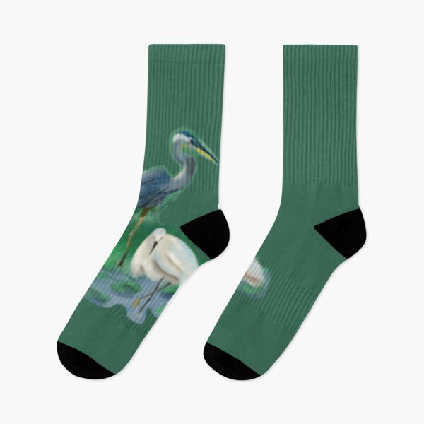 Item preview, Egret and Heron fishing in pond with lilypads 	 	 designed and sold by ufcesqnk10.