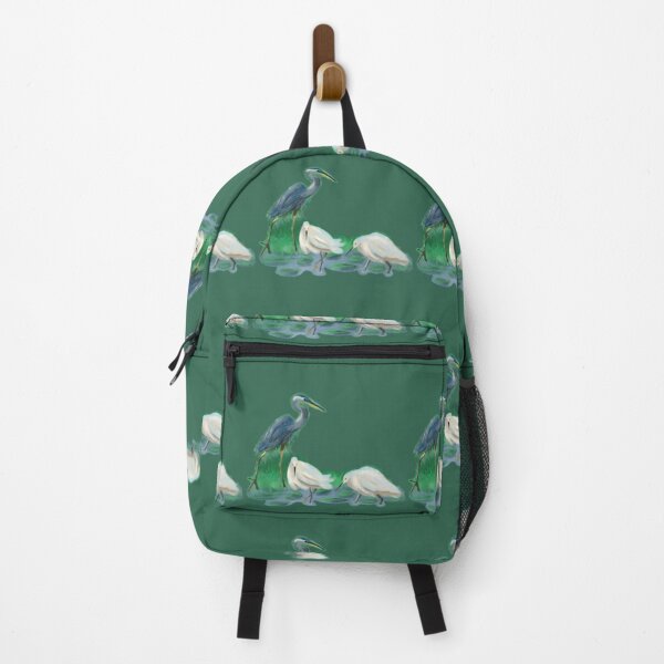 Item preview, Egret and Heron fishing in pond with lilypads designed and sold by ufcesqnk10.