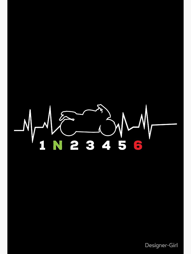 Heartbeat Motorcycle Gear Shift One Up Five Down Biker Poster for