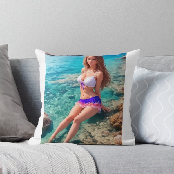 Item preview, Beautiful woman with feet in mediterranean water AI designed and sold by dmsa.