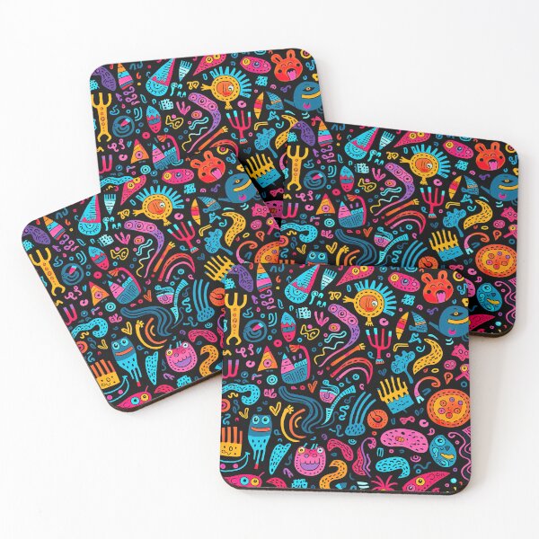 Item preview, Colorful scribble pattern - black background designed and sold by miss-keysmash.