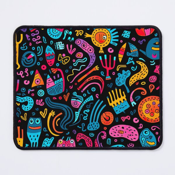 Item preview, Colorful scribble pattern - black background designed and sold by miss-keysmash.
