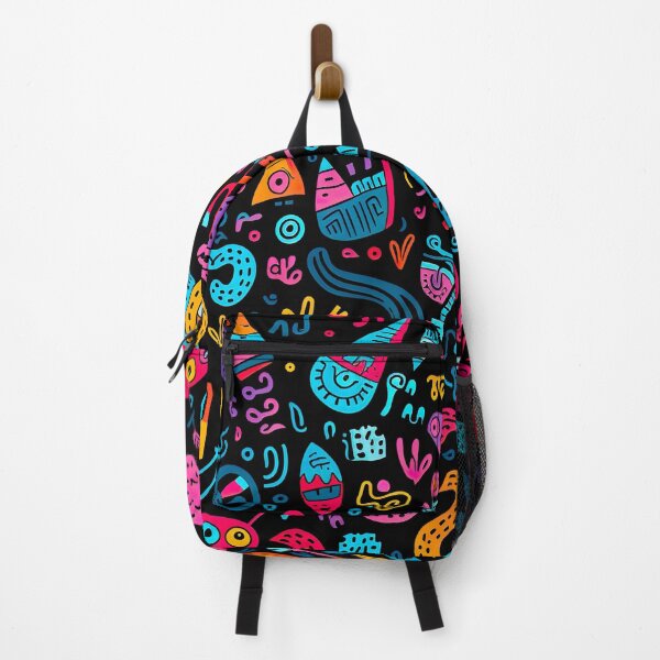 Item preview, Colorful scribble pattern - black background designed and sold by miss-keysmash.