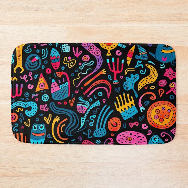 Item preview, Colorful scribble pattern - black background designed and sold by miss-keysmash.