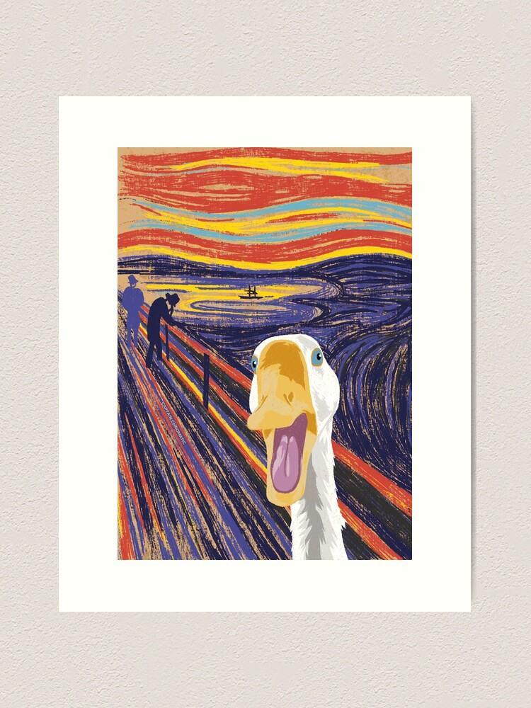 Thumbnail 1 of 3, Art Print, The scream (of the duck) designed and sold by captchromatic.