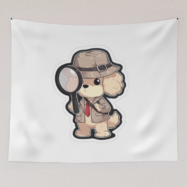 Item preview, Curious Poodle Detective Sticker | Inquisitive Dog with Magnifying Glass designed and sold by PaintbrushPlace.
