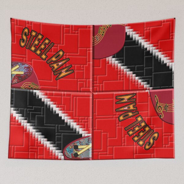Item preview,  GREAT TRINIDAD AND TOBAGO FLAG CARNIVAL SOUVENIR - STEEL PAN FLAG MUSIC INSTRUMENT NOTES FANTASY - GREAT GIFT FOR CALYPSO LOVER designed and sold by Ralek.