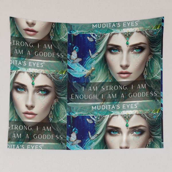 Item preview, Magnetic "I am strong. I am enough. I am goddess" Beautiful Goddess Divine Feminine Sticker designed and sold by MuditasEyes.