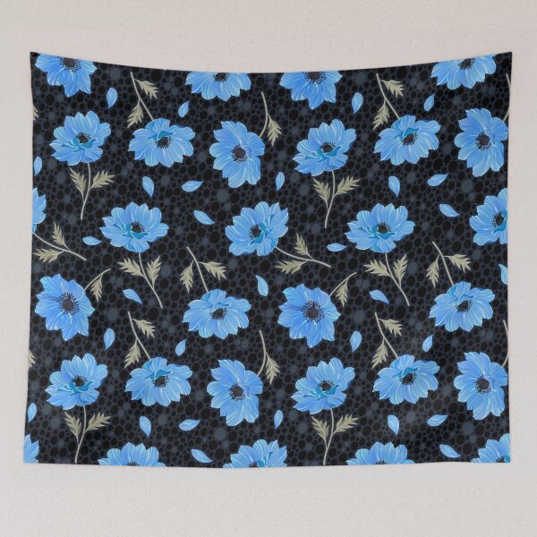 Item preview, Blue anemones on dark background designed and sold by Avisnanna.