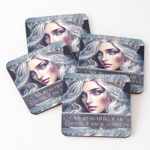 Item preview,  Magnetic "I am beautiful. I am strong. I am goddess" Beautiful Goddess Divine Feminine Sticker designed and sold by MuditasEyes.