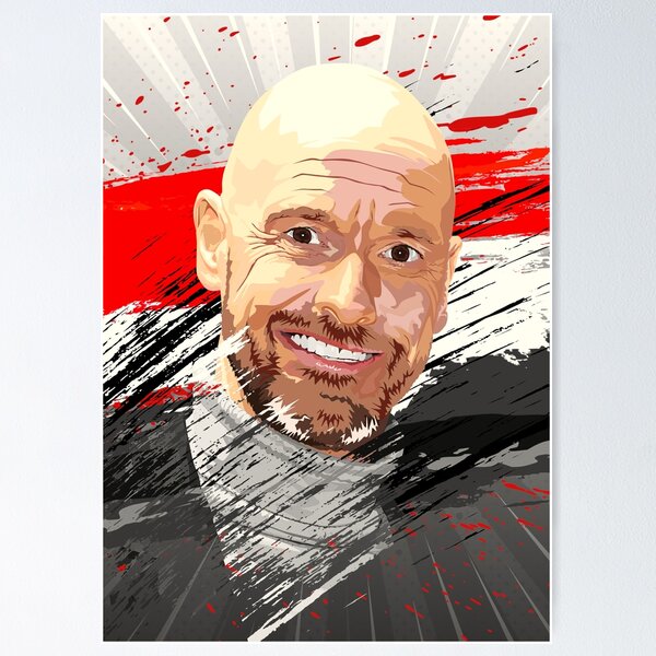 Item preview, Erik Ten Hag Man Utd Celebration Flag Abstract Illustration Portrait designed and sold by VibesAndVision.