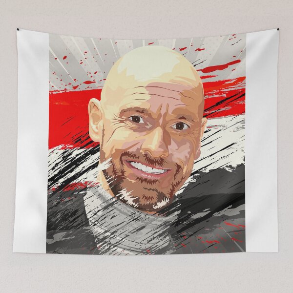 Item preview, Erik Ten Hag Man Utd Celebration Flag Abstract Illustration Portrait designed and sold by VibesAndVision.