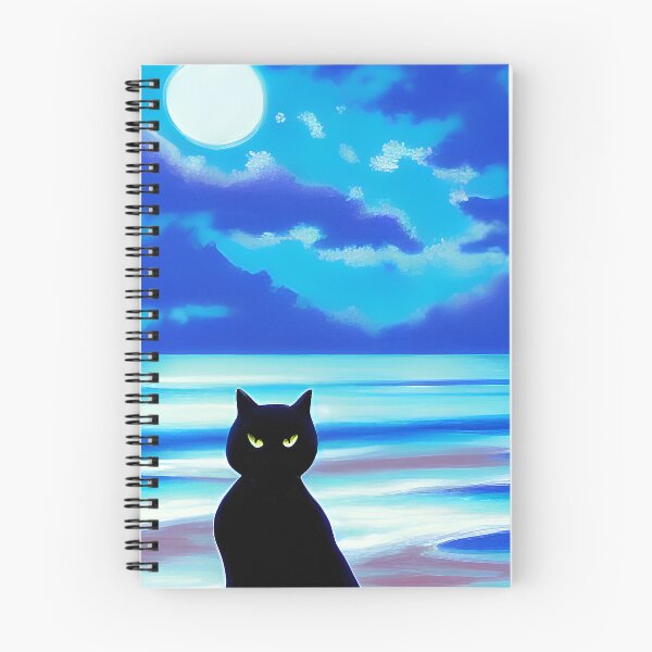Item preview, Black Cat - Badass Black Cat Turns His Back on Two Moons at the Beach - AI Art designed and sold by Beachy.