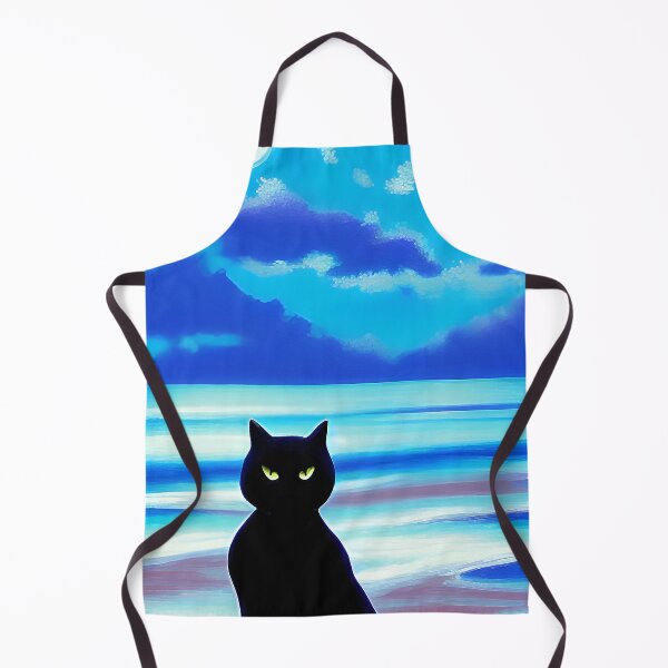 Item preview, Black Cat - Badass Black Cat Turns His Back on Two Moons at the Beach - AI Art designed and sold by Beachy.