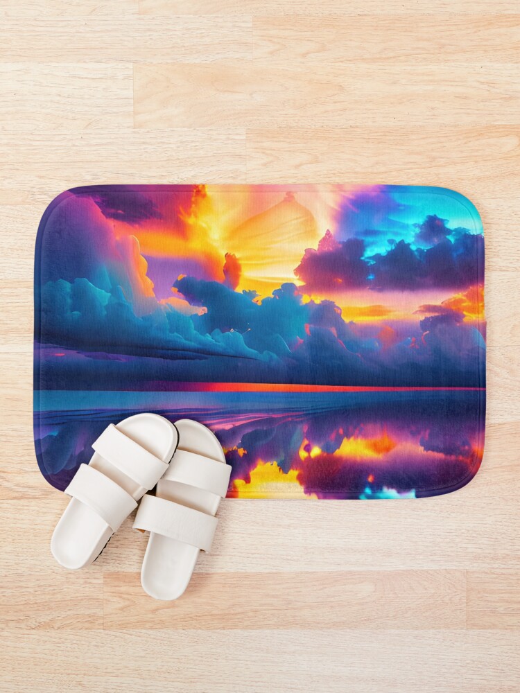 Thumbnail 1 of 6, Bath Mat, Colorful sky designed and sold by M-Y-A-R-T-.