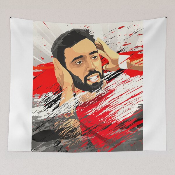 Item preview, Bruno Fernandes Man Utd Celebration Flag Abstract Illustration Portrait designed and sold by VibesAndVision.