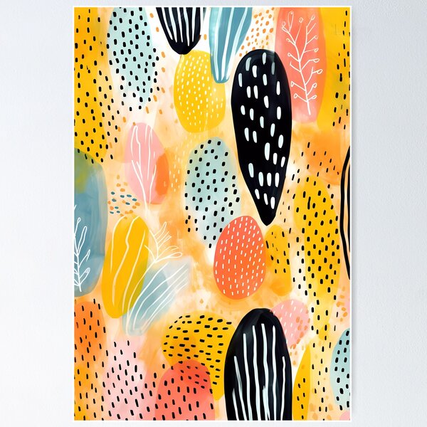 Item preview, Artistic hand painted abstract stripes and dots 08 designed and sold by UnaWu533.