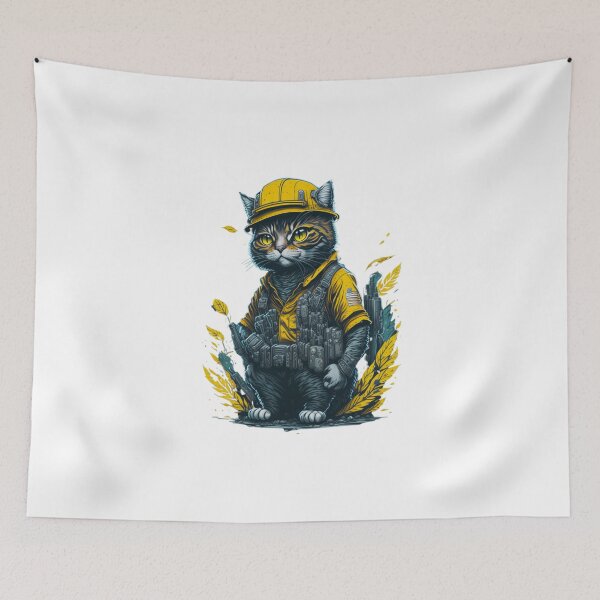 Item preview, Construction worker cat of the future | Bali Color | Cat lovers merch designed and sold by MaFleiva.