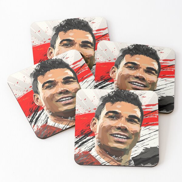 Item preview, Casemiro Man Utd Celebration Flag Abstract Illustration Portrait designed and sold by VibesAndVision.