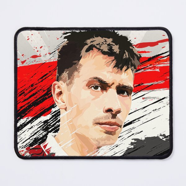 Item preview, Lisandro Martinez The Butcher Man Utd Celebration Flag Abstract Illustration Portrait designed and sold by VibesAndVision.