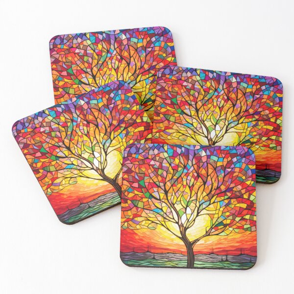 Item preview, Beautiful abstract mosaic autumn tree at sunset designed and sold by MargaretWiktor.