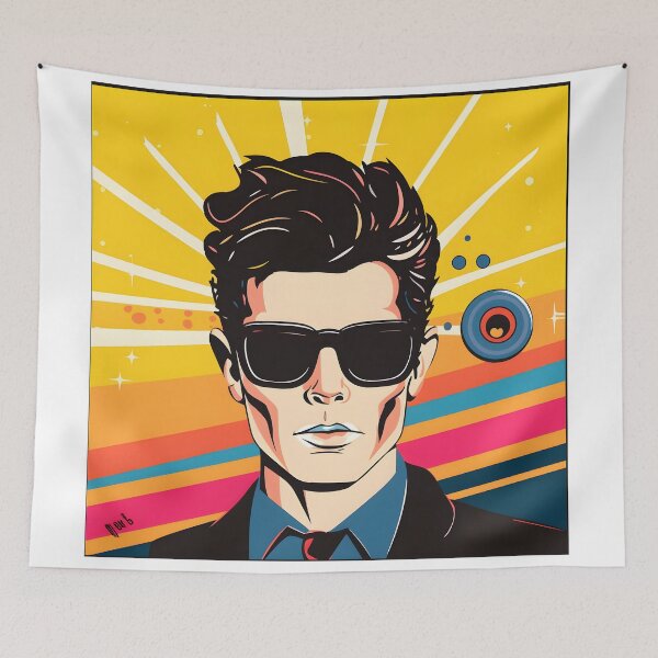 Item preview, Cool Vibes - Handsome Brunette Man in Pop Art Sunglasses designed and sold by UrsaStick.