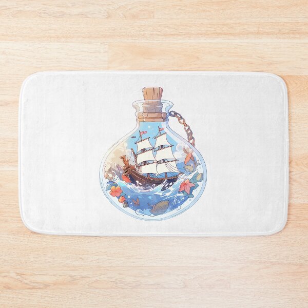 Item preview, Cute Kawaii Ship in a Bottle designed and sold by CozyKawaiiArt.
