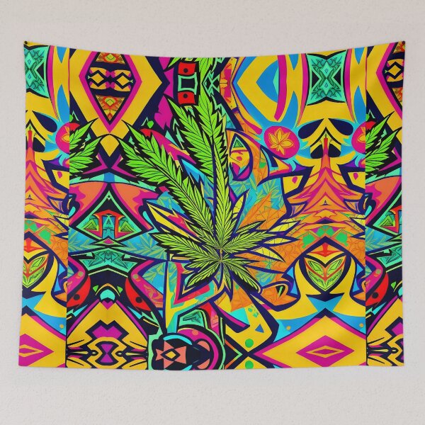 Item preview, Trippy Artwork Psychedelic Weed Leaf  designed and sold by EddieBalevo.