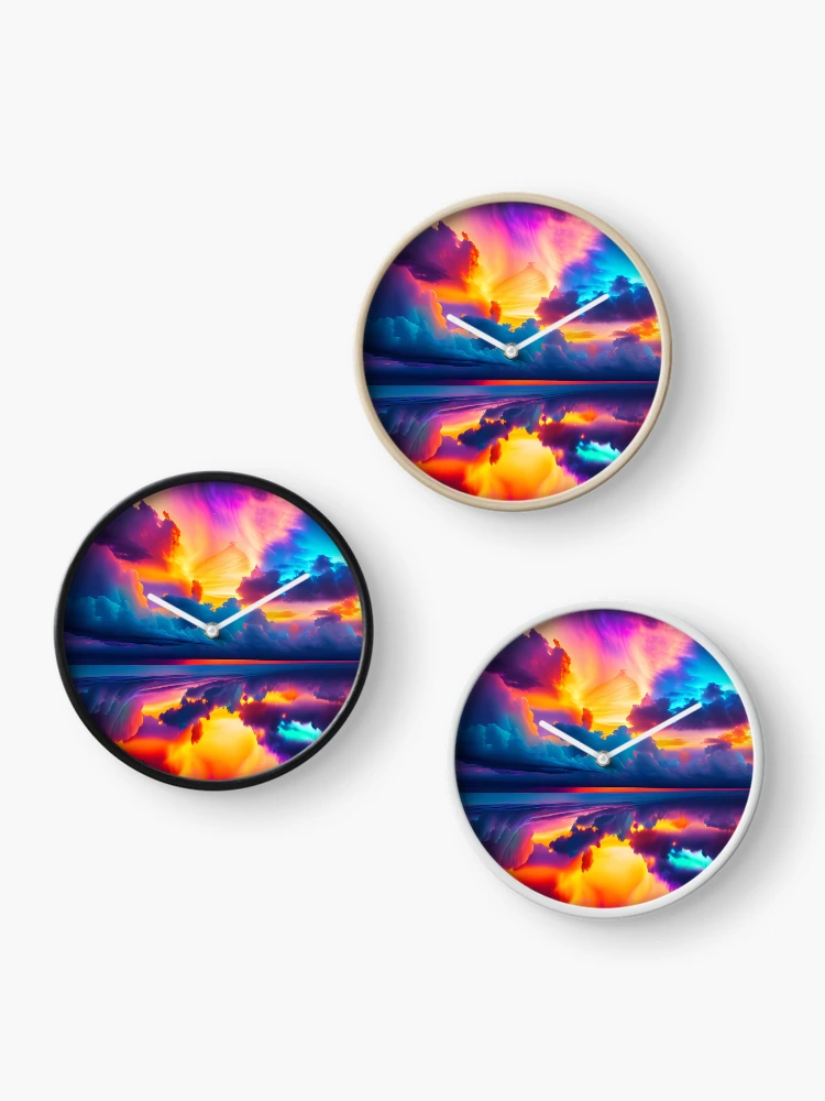 Thumbnail 3 of 4, Clock, Colorful sky designed and sold by m-y-A-I-A-R-T-.