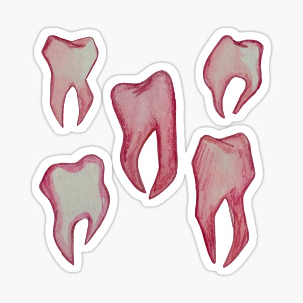 Item preview, pink teeth sticker sheet designed and sold by peachberry-jam.