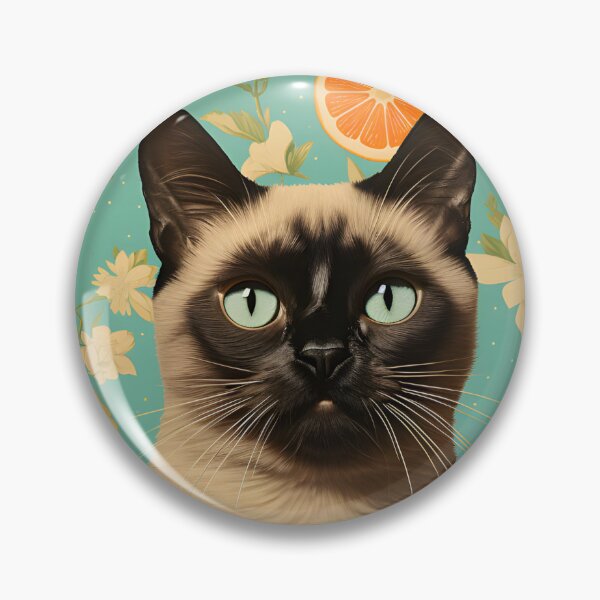 Item preview, Retro Kitsch Siamese Cat and Citrus Fruit Collage designed and sold by KittyStampedeCo.