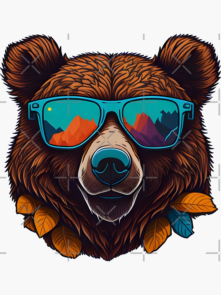 Unleash Your Wild Style: Grizzly Bear with Sunglasses | Sticker