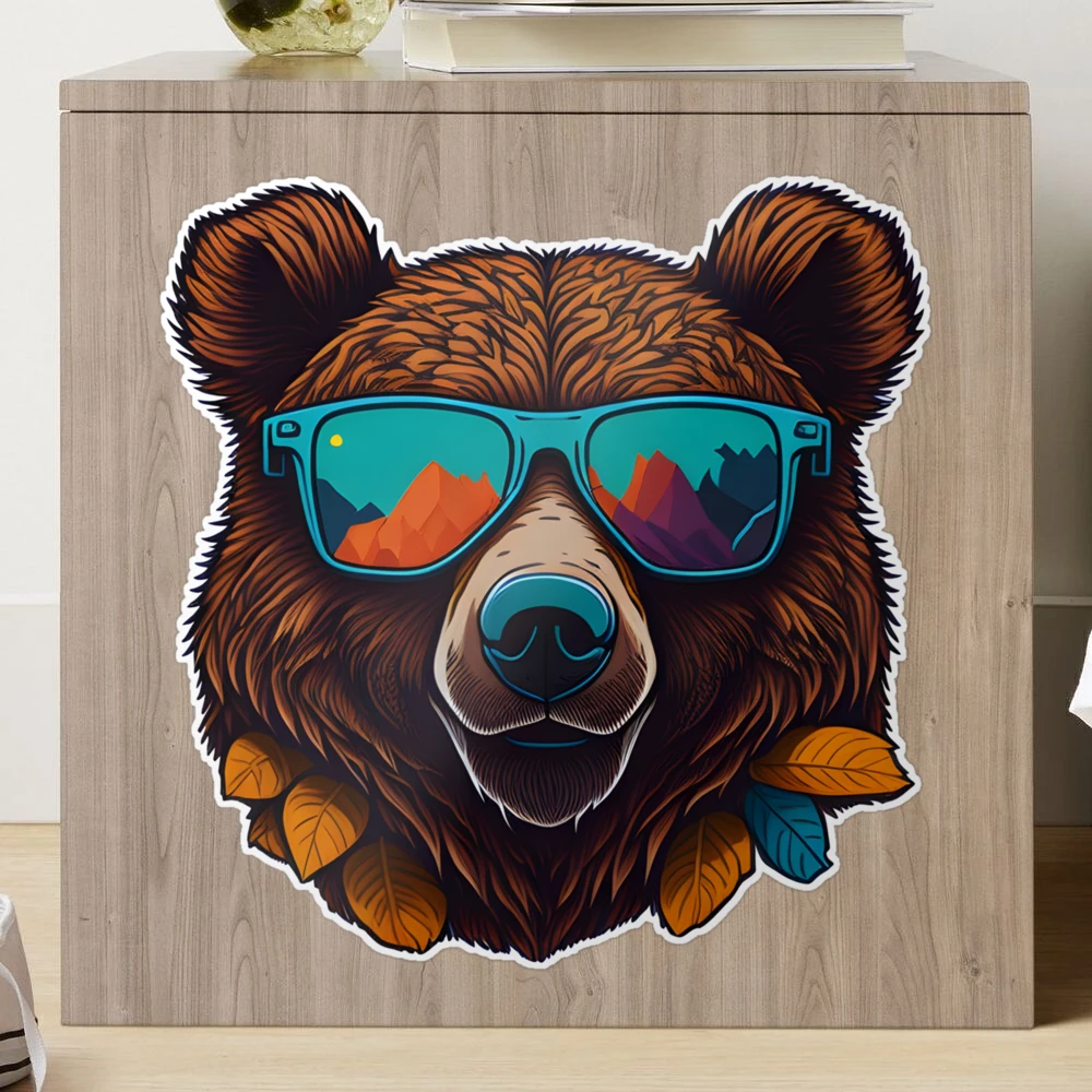 Embrace the Wild Side in Style: Grizzly Bear with Sunglasses Sticker for  Sale by Digital Art Works Hub