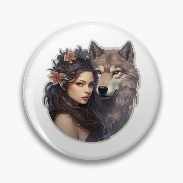 Item preview, Beauty woman with wild wolf protect designed and sold by SmileshareShop.
