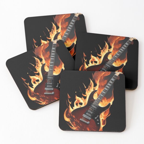 Item preview, guitar on fire black designed and sold by Artque24.
