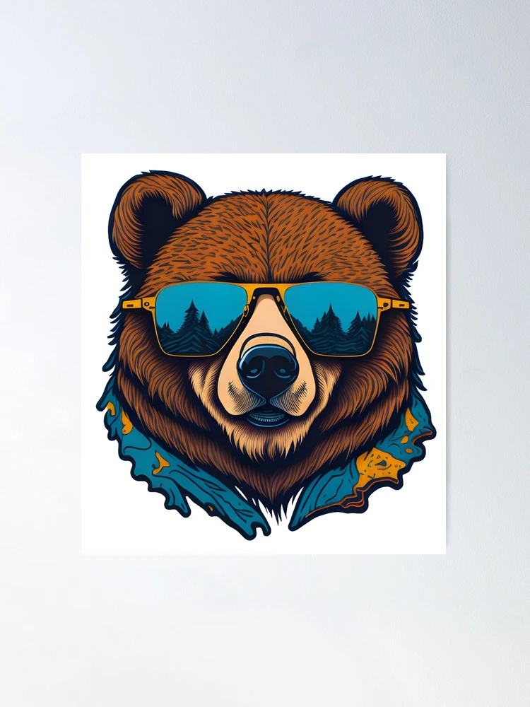 Embrace the Wild Side in Style: Grizzly Bear with Sunglasses Sticker for  Sale by Digital Art Works Hub