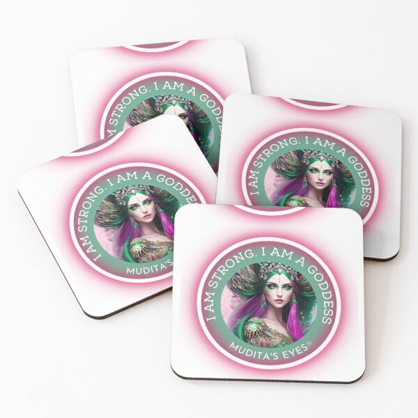 Item preview,    Mystic "I am strong. I am a goddess" Neon Light Goddess Divine Feminine Sticker designed and sold by MuditasEyes.