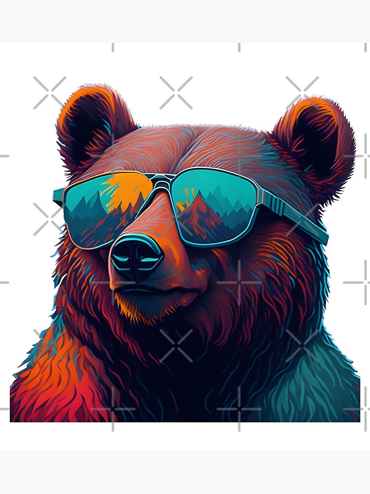Grizzly Bear with Sunglasses Poster for Sale by Digital Art Works Hub