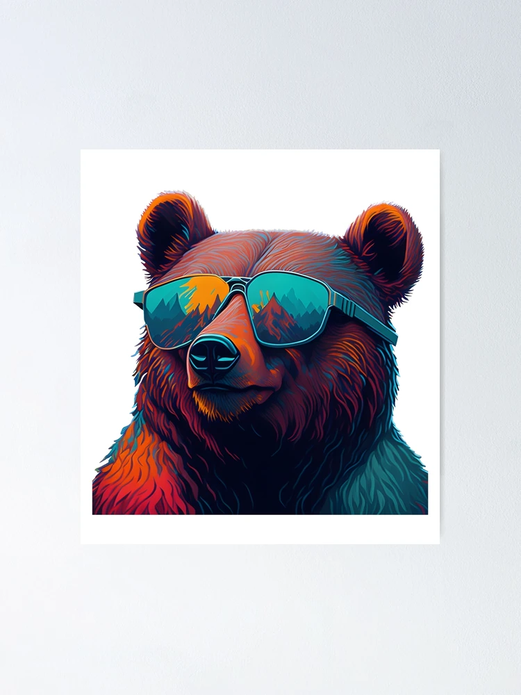 Watercolor funny grizzly Bear wearing sunglasses . AI Generated 24476713 PNG