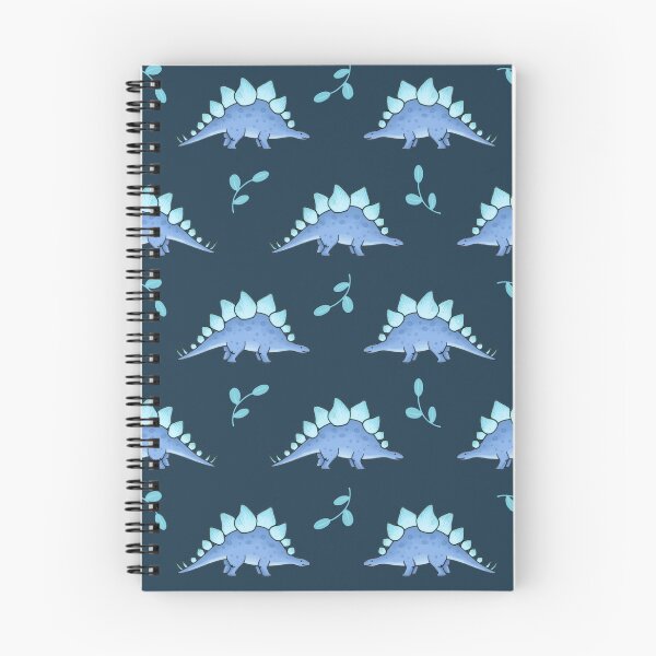 Item preview, Blue Stegosaurus Dinosaurs on navy background with leaves designed and sold by HazelFisher.