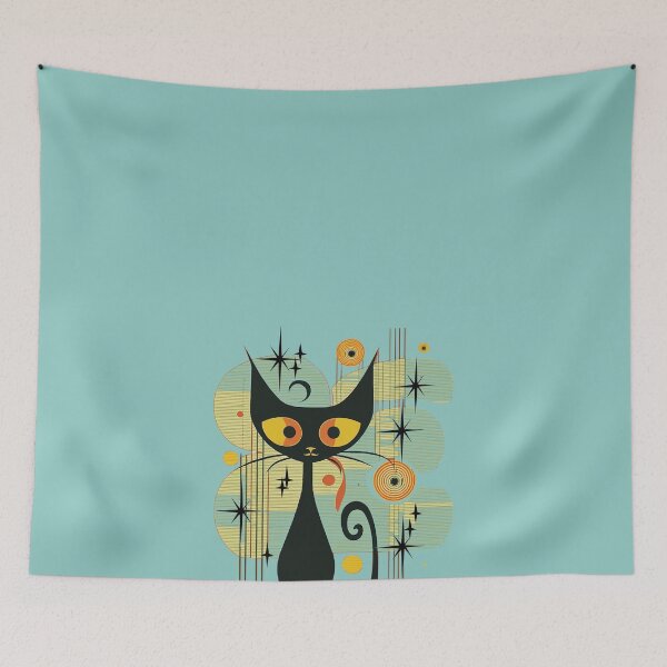 Item preview, Mid Century Modern Atomic Cat, Retro Black Cat, MCM cat designed and sold by BrightStreet.